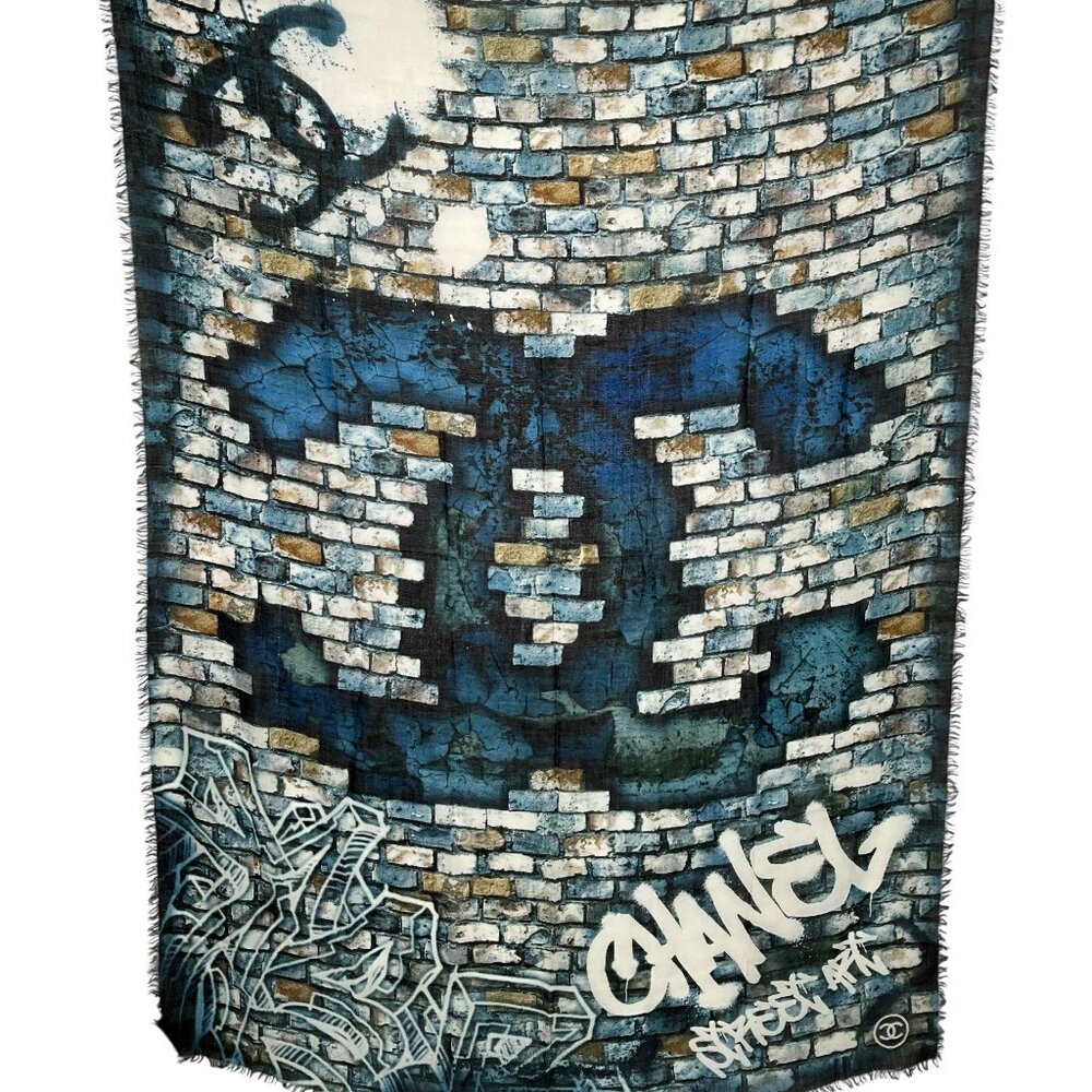 Chanel Graffiti Street Art Printed Cashmere Sheer Shawl